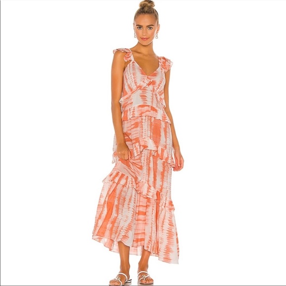Misa Los Angeles Morrison Dress Coral Tie Dye